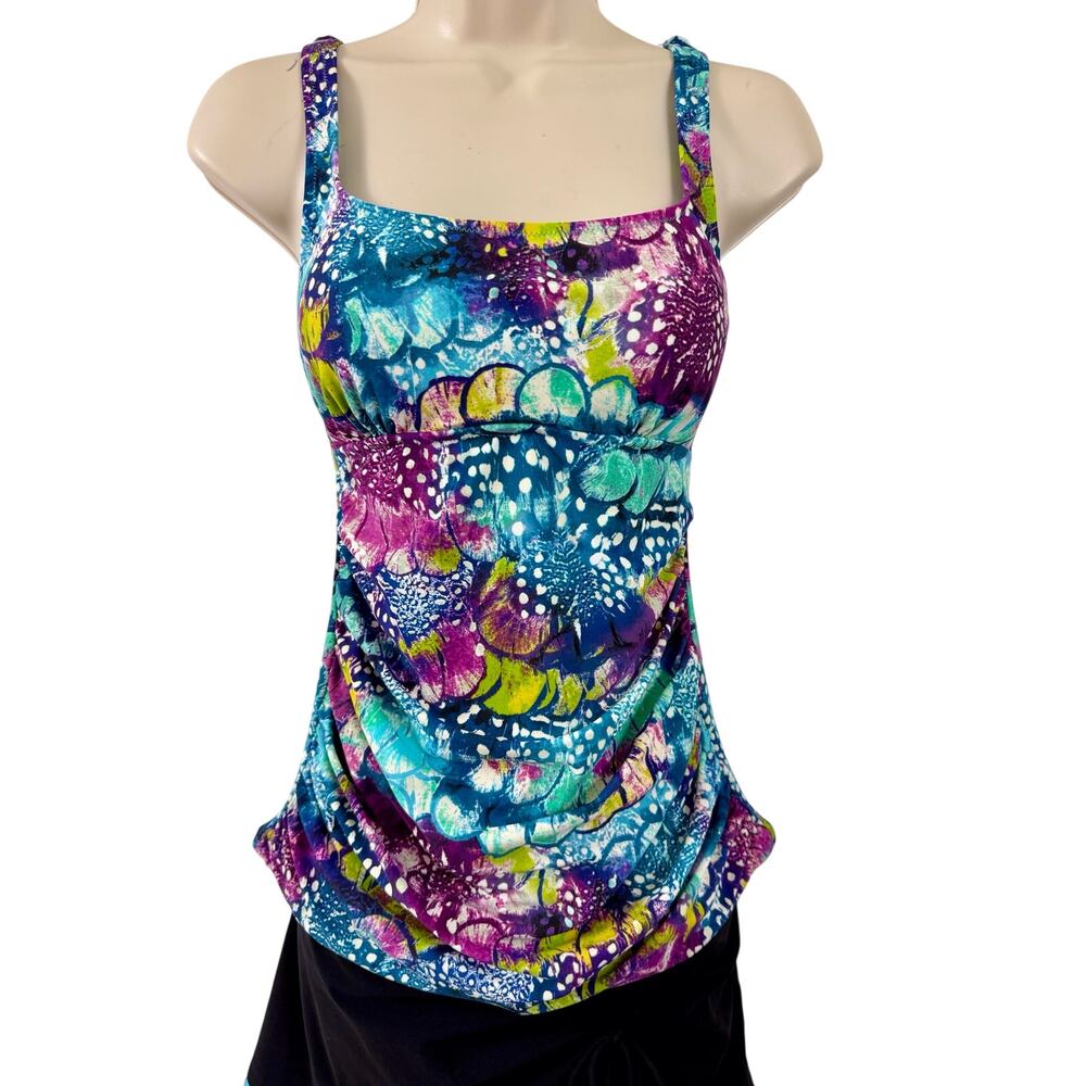 Profile by Gottex Black Multicolor Tankini and Skirt Ruffle Hem Side Ruching - Picture 5 of 16